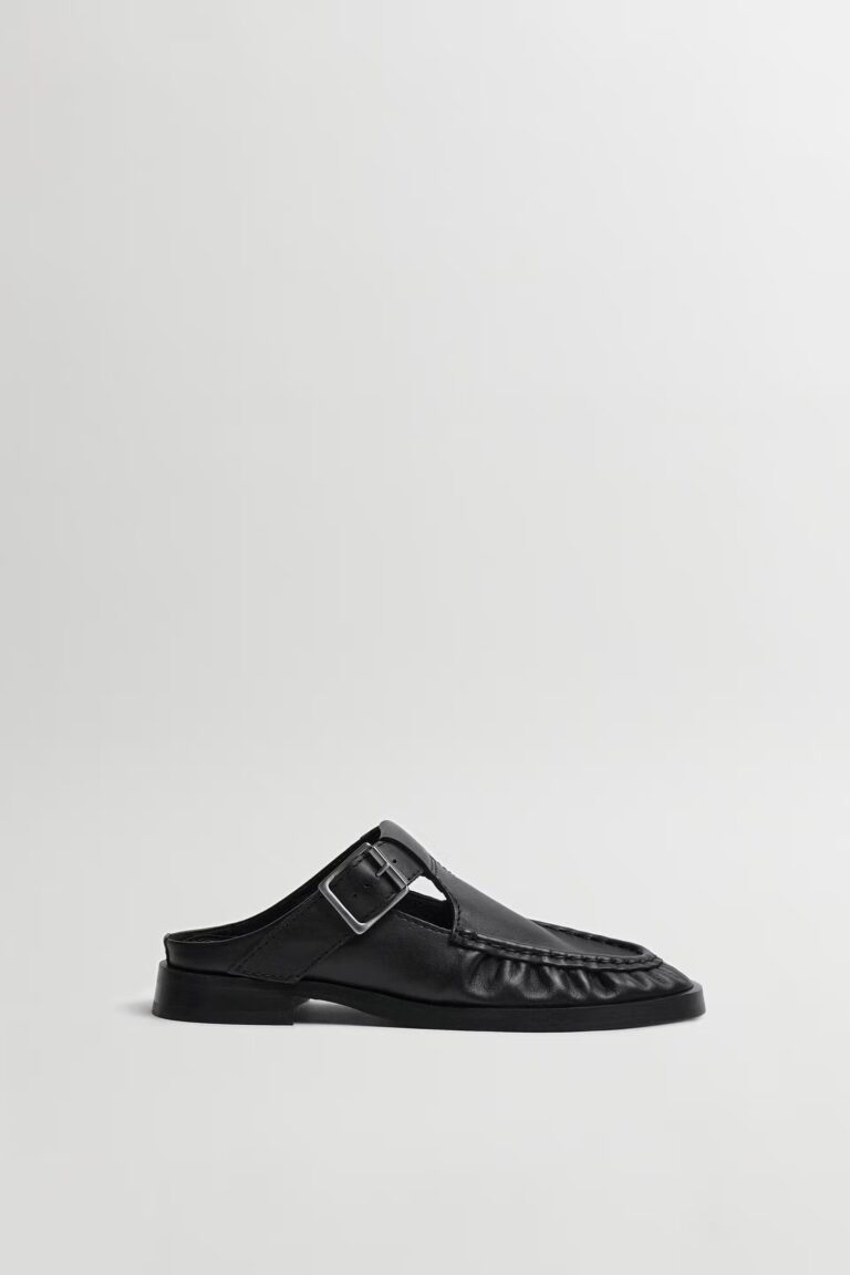 GIANNA Black Buckled Mules