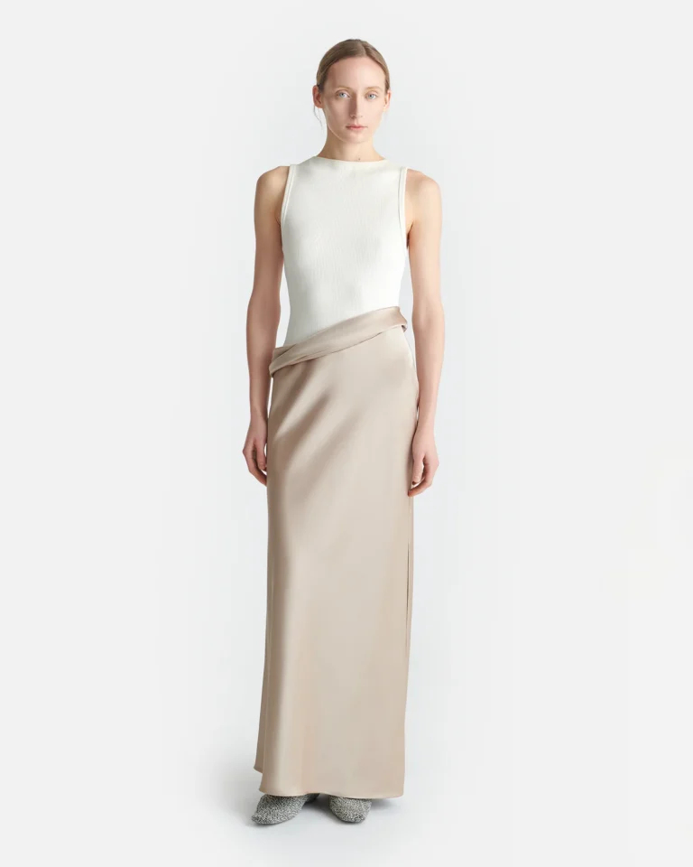 Nanushka Cobee Ribbed Jersey and Slip Satin Dress