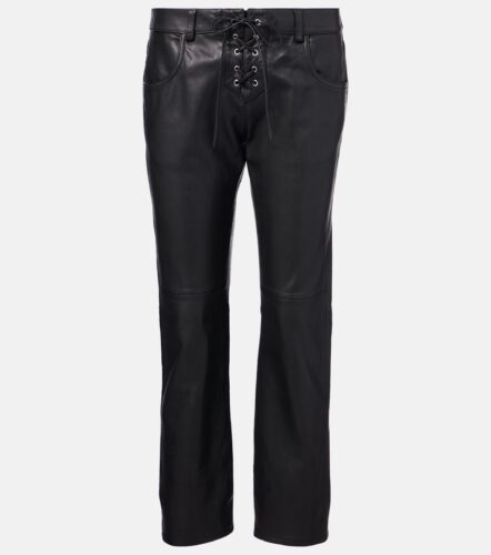 VANEL mid-rise leather straight pants