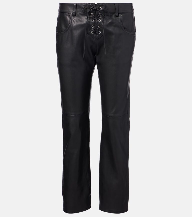 VANEL mid-rise leather straight pants