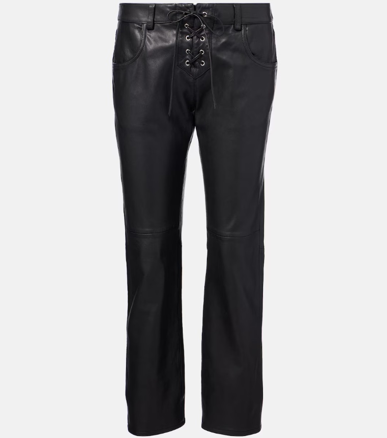 VANEL mid-rise leather straight pants